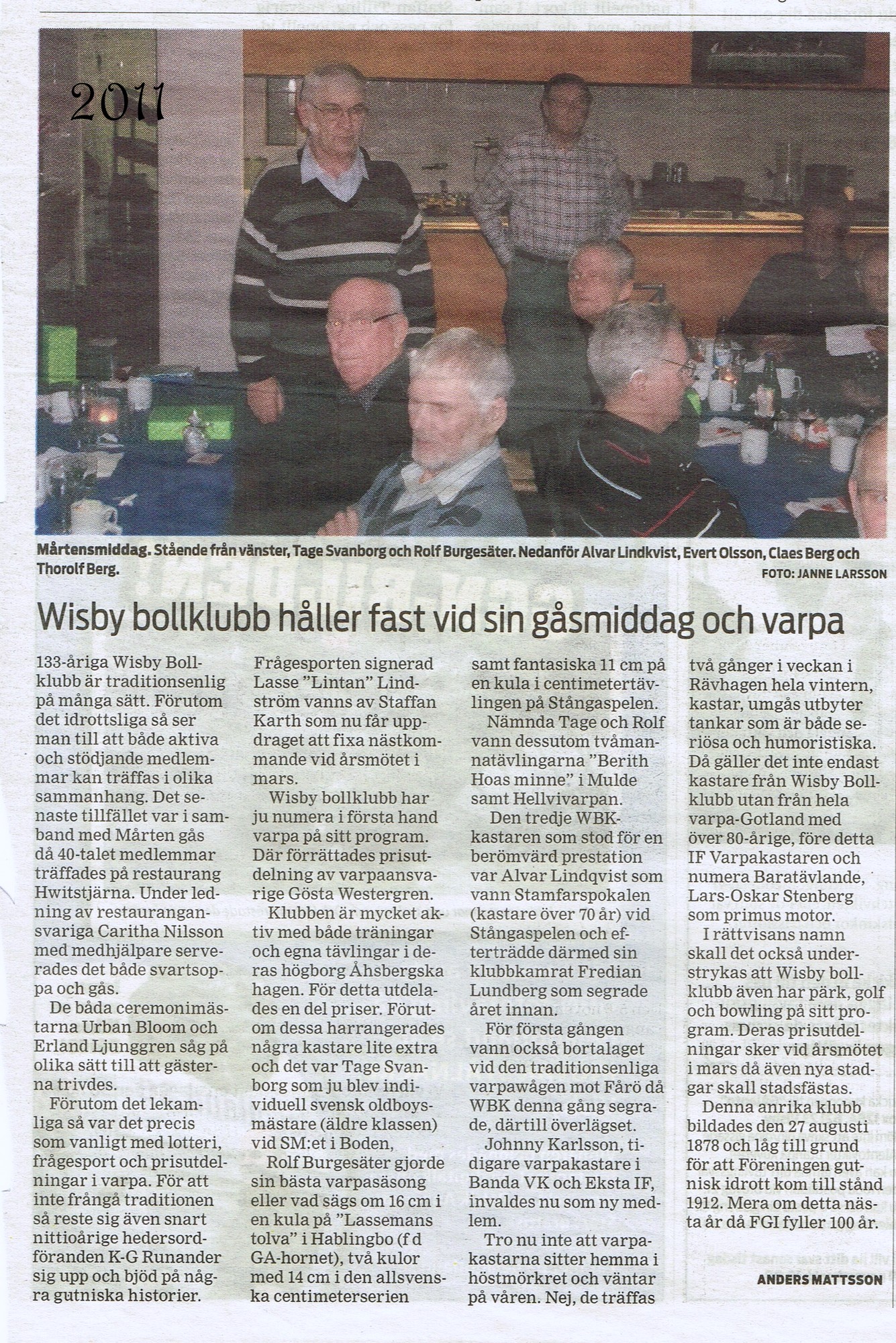 Visby bollklubb gåsmiddag 2011
